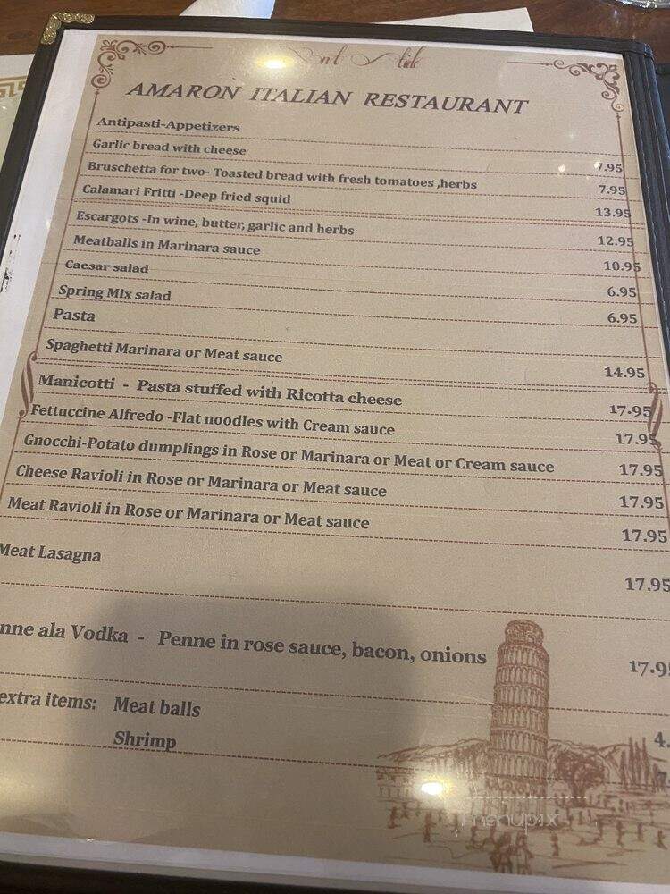 Amaron Italian Restaurant - Sandusky, OH menu_pic