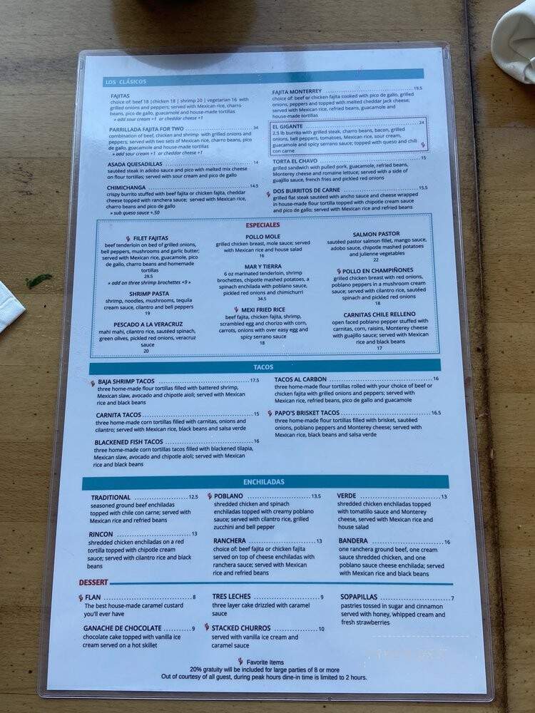 El Rincon Mexican Kitchen And Tequila Bar - Frisco, TX menu_pic