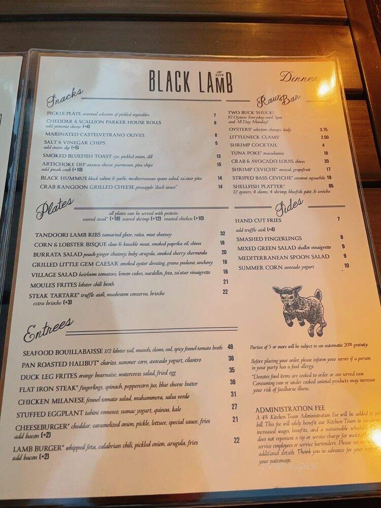 Black Lamb - Boston, MA menu_pic