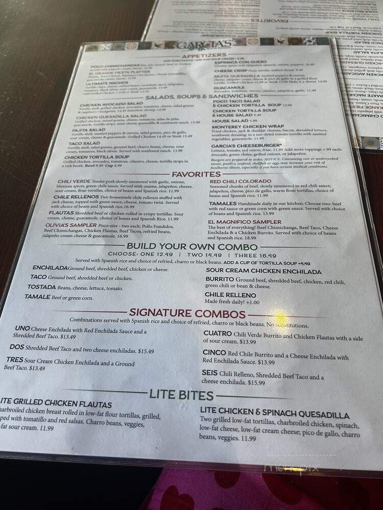 Garcia's Mexican Restaurant - Glendale, AZ menu_pic