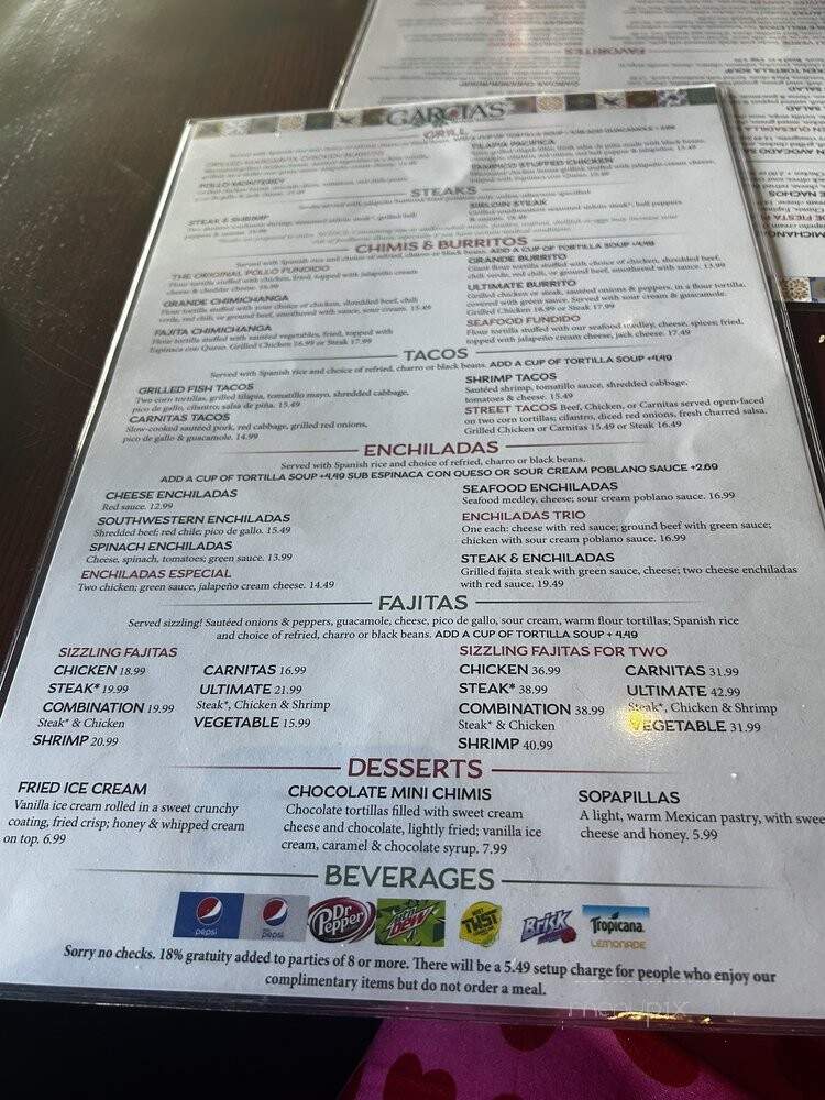 Garcia's Mexican Restaurant - Glendale, AZ menu_pic