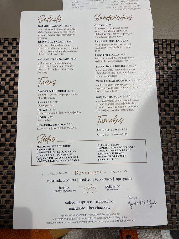 Mojave - Atlanta, GA menu_pic
