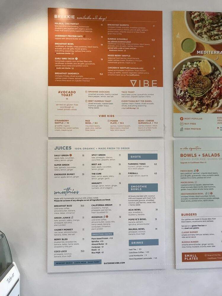 Vibe Organic Kitchen & Juice - Dana Point, CA menu_pic