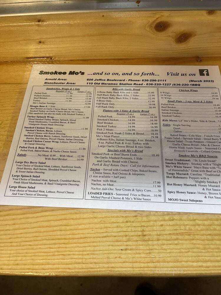 Smokee Mo's St Louis BBQ - Ballwin, MO menu_pic