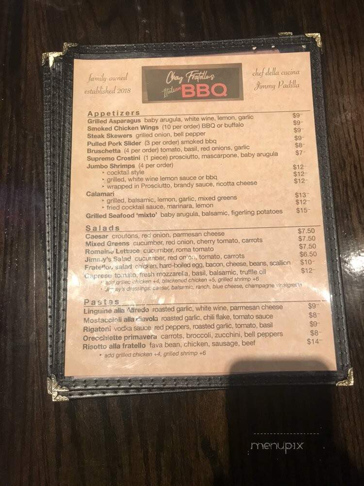 Chay Fratello's - CHICAGO, IL menu_pic