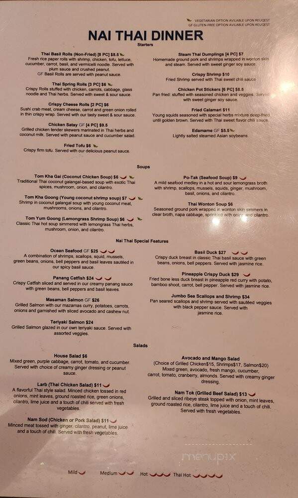 Nai Thai Cuisine - Dunwoody, GA menu_pic