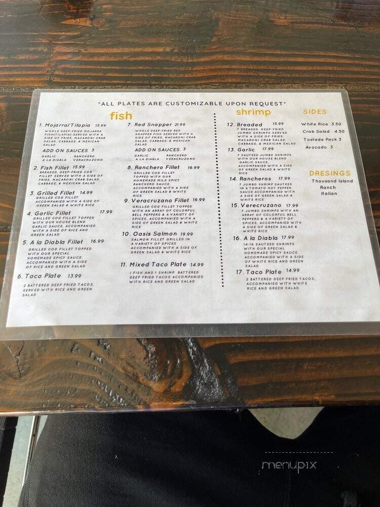 El Oasis Fisheria - Covina, CA menu_pic