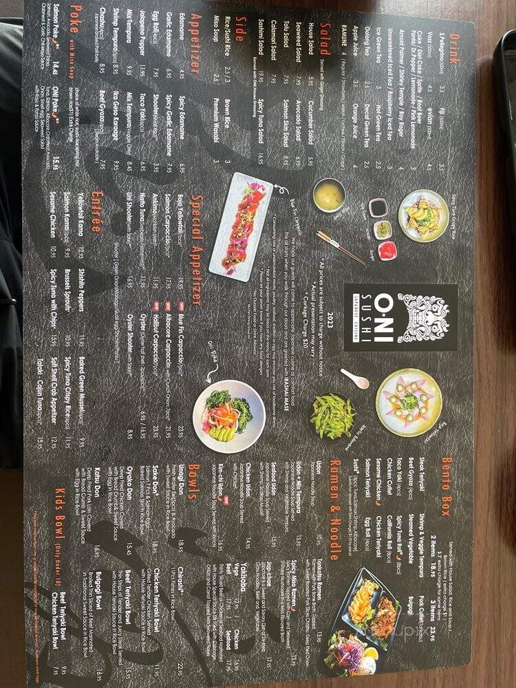 Oni Sushi - Claremont, CA menu_pic
