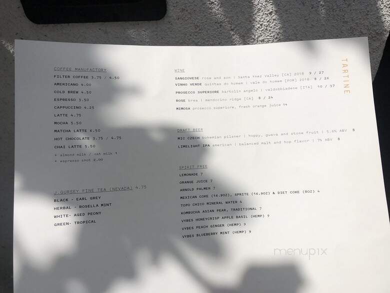 Tartine Sycamore - West Hollywood, CA menu_pic