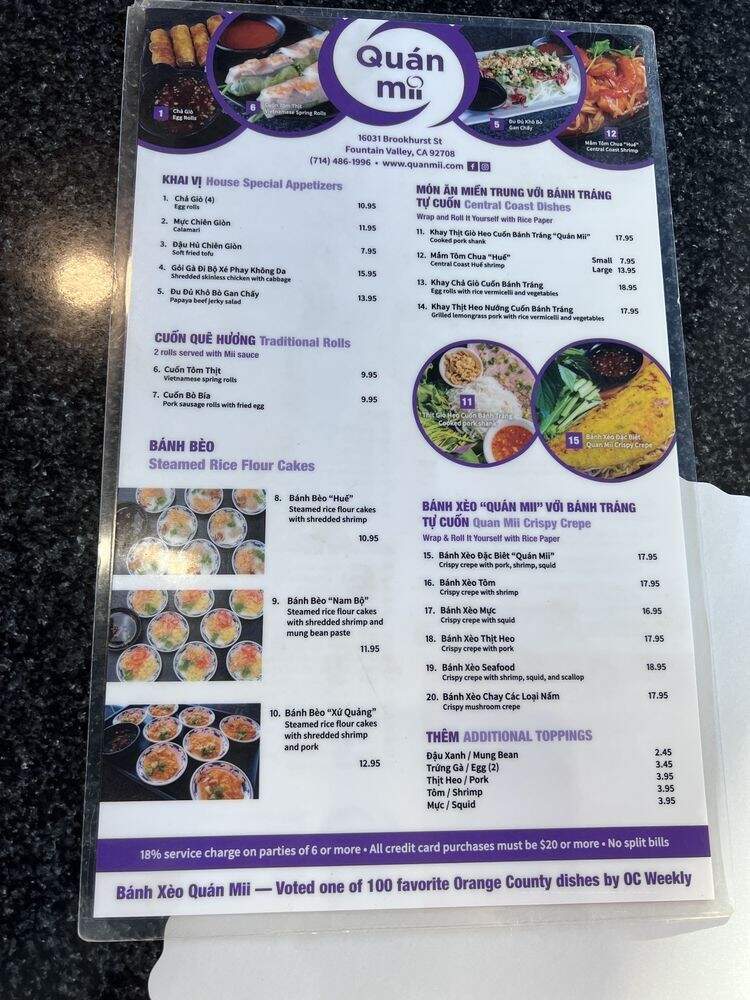 Quan Mii - Fountain Valley, CA menu_pic