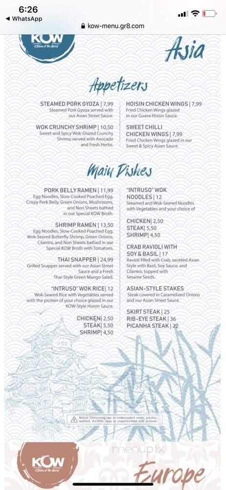 Kow Restaurant - Miami, FL menu_pic