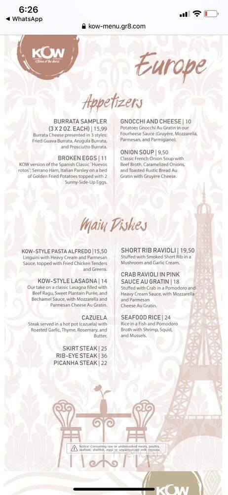 Kow Restaurant - Miami, FL menu_pic