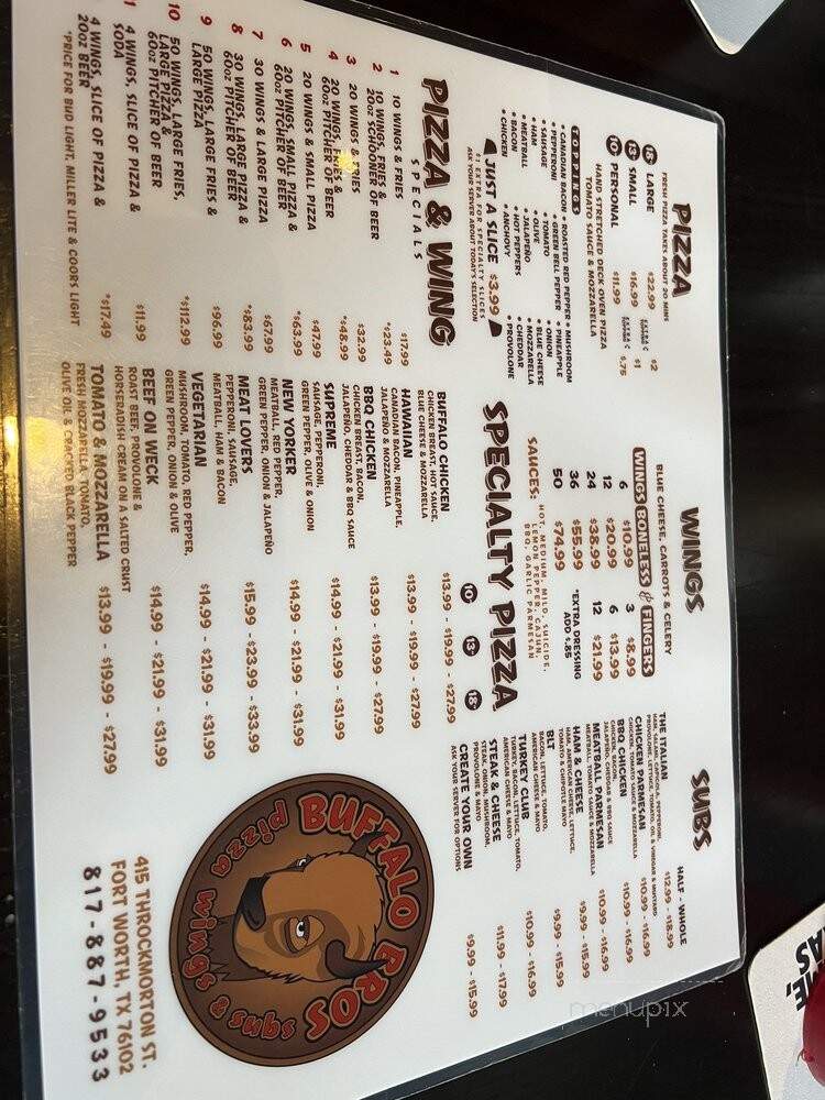 Buffalo Bros Sundance - Fort Worth, TX menu_pic