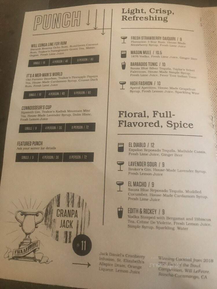 Punch Bowl Social - Fort Worth, TX menu_pic