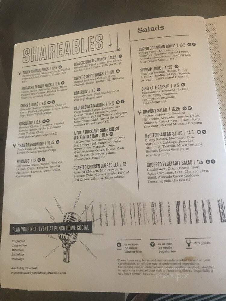 Punch Bowl Social - Fort Worth, TX menu_pic