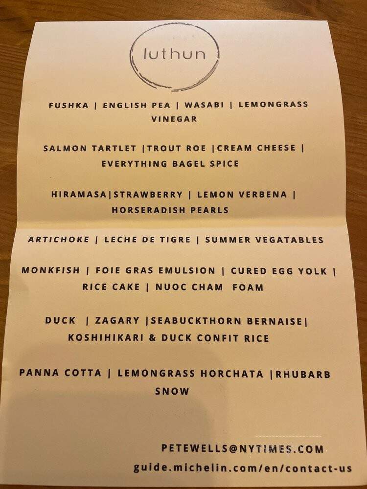 Luthun - New York, NY menu_pic
