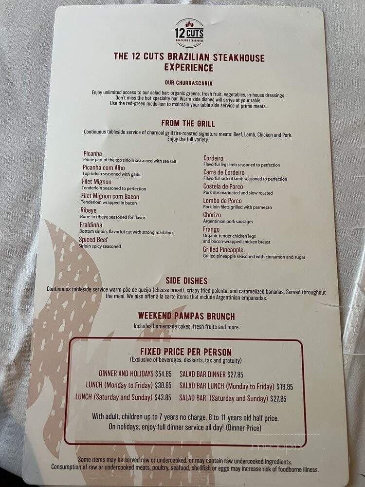 12 Cuts Steakhouse - Dallas, TX menu_pic