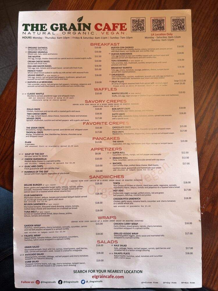 The Grain Cafe - Culver City, CA menu_pic