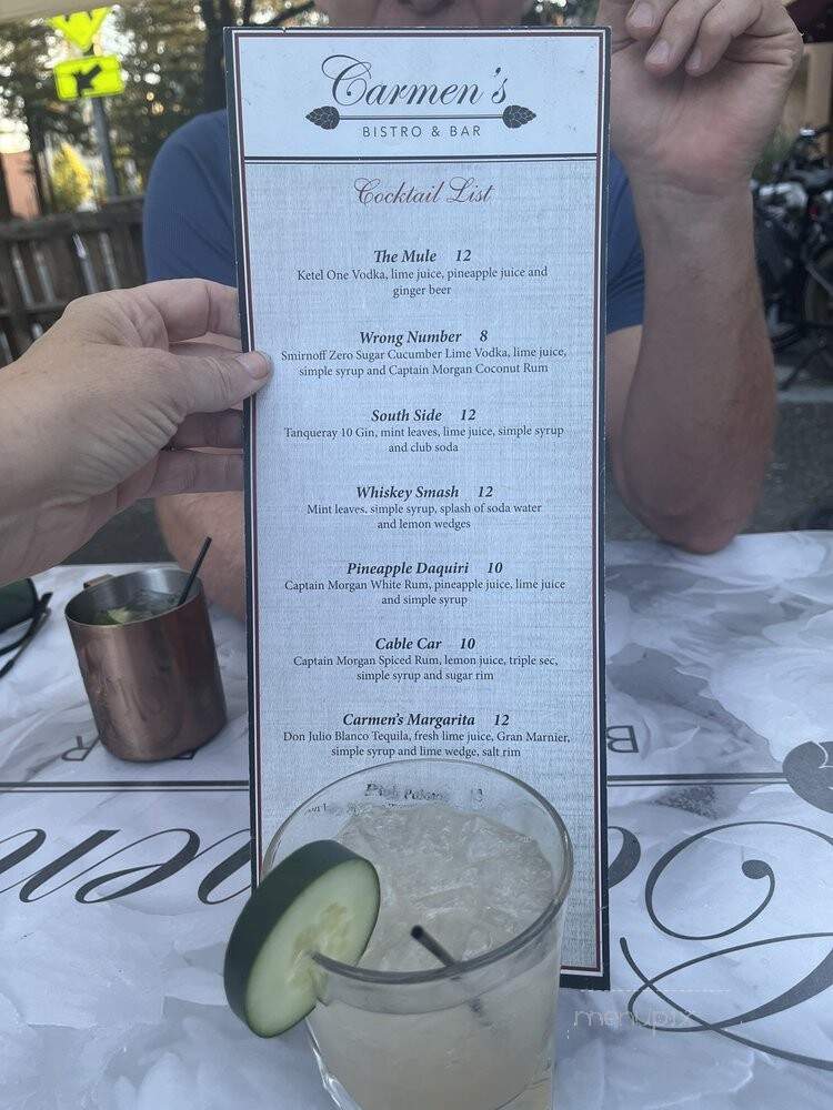 Carmen's Bistro & Bar - Santa Rosa, CA menu_pic