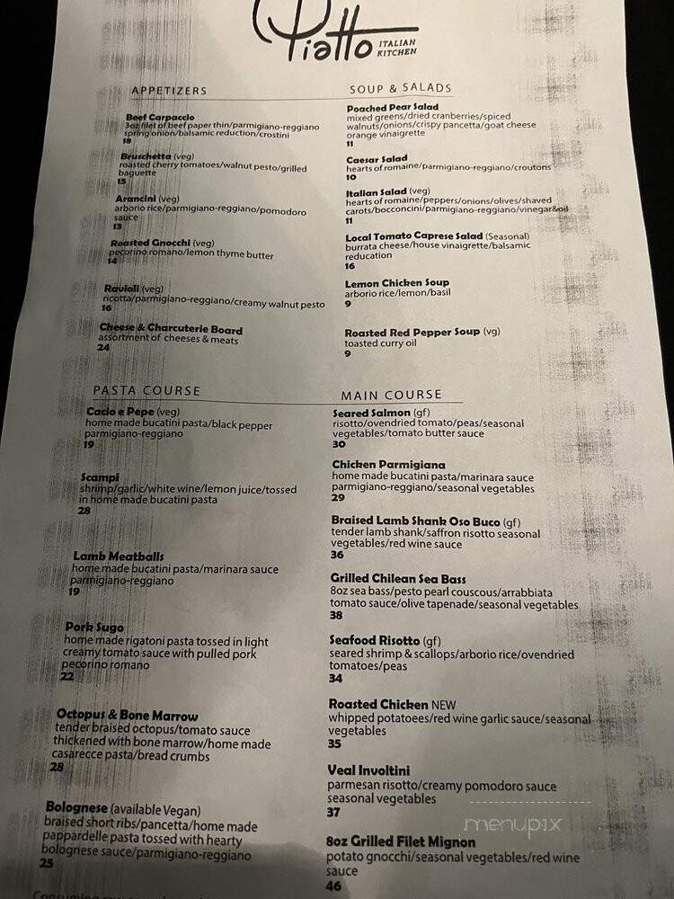 Piatto Italian Kitchen - Oklahoma City, OK menu_pic