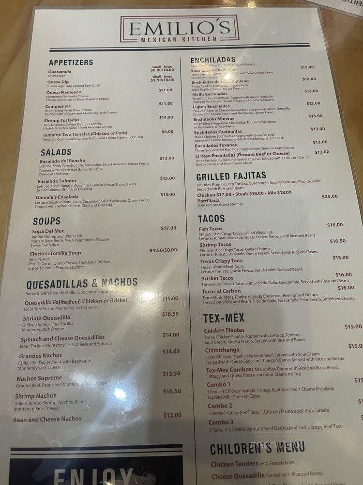 Emilio's Mexican Kitchen - Dallas, TX menu_pic