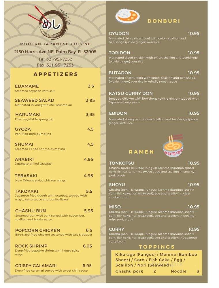 Meshi Ya - Palm Bay, FL menu_pic