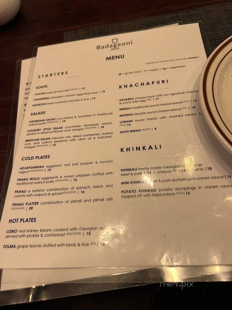 Badageoni Georgian Kitchen - Mount Kisco, NY menu_pic