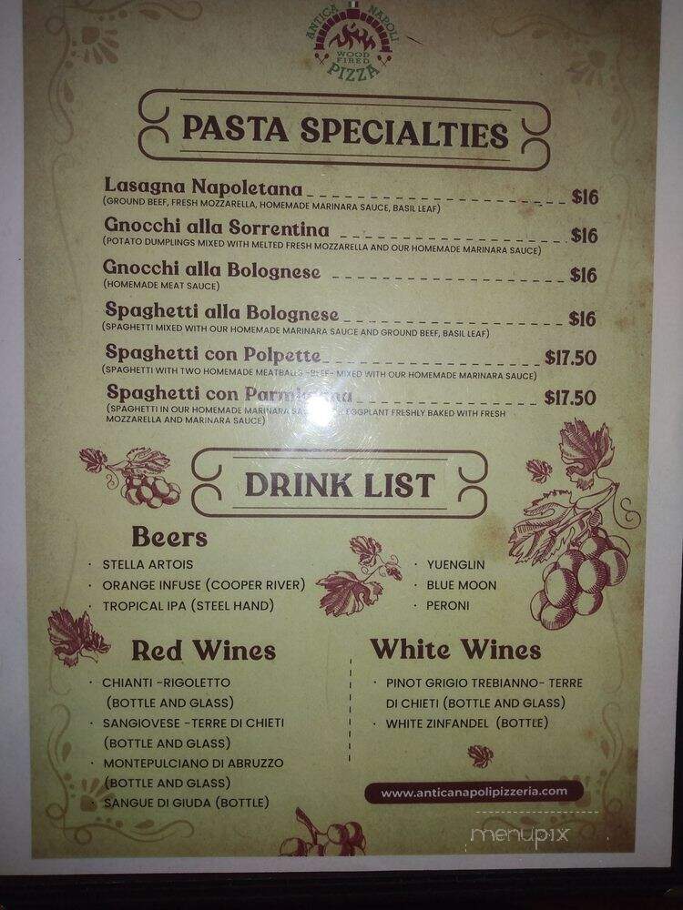 Antica Napoli Pizzeria - Summerville, SC menu_pic