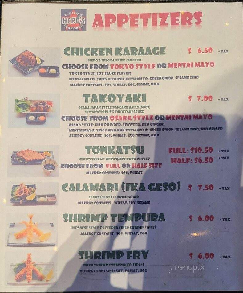 Hero's Ramen X Sushi - San Antonio, TX menu_pic