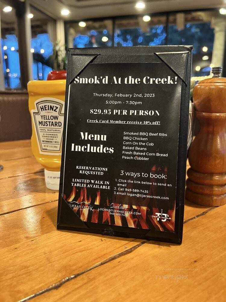 Tijeras Creek Golf Club Restaurant - Rancho Santa Margarita, CA menu_pic
