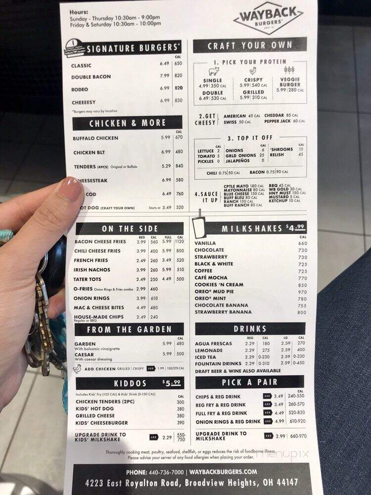 Wayback Burgers - Broadview Heights, OH menu_pic