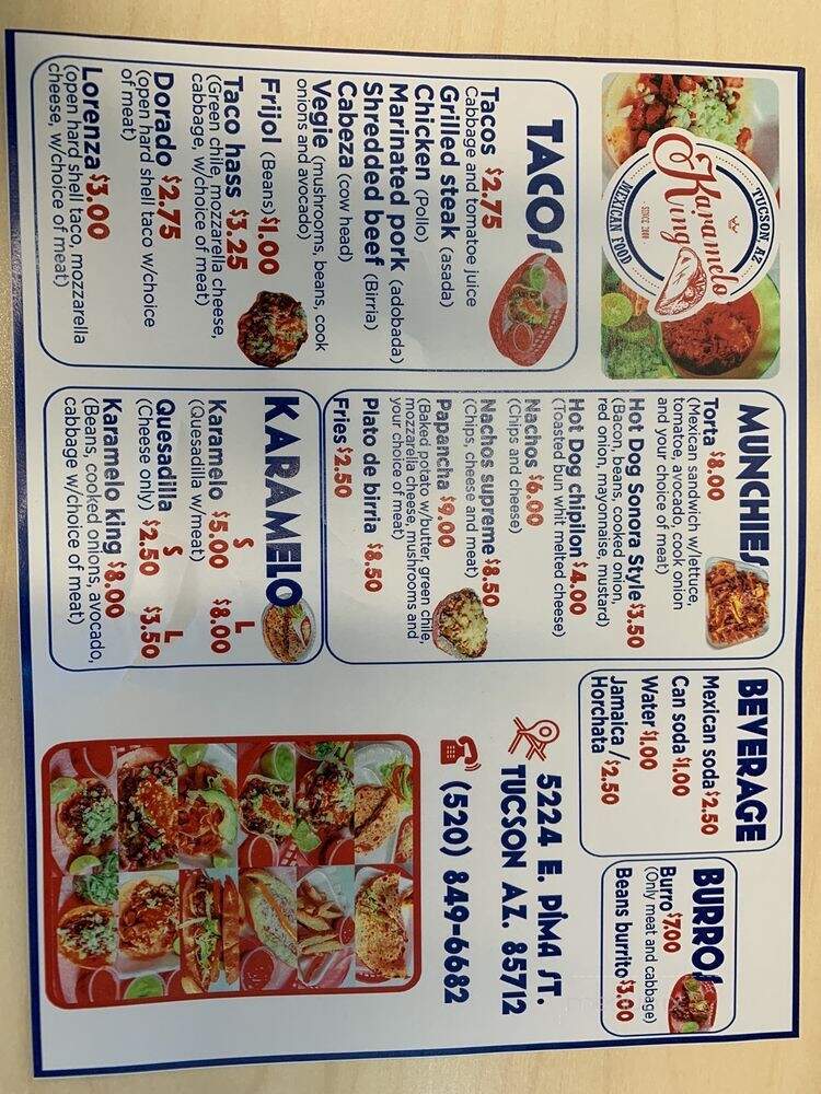 Karamelo King - Tucson, AZ menu_pic