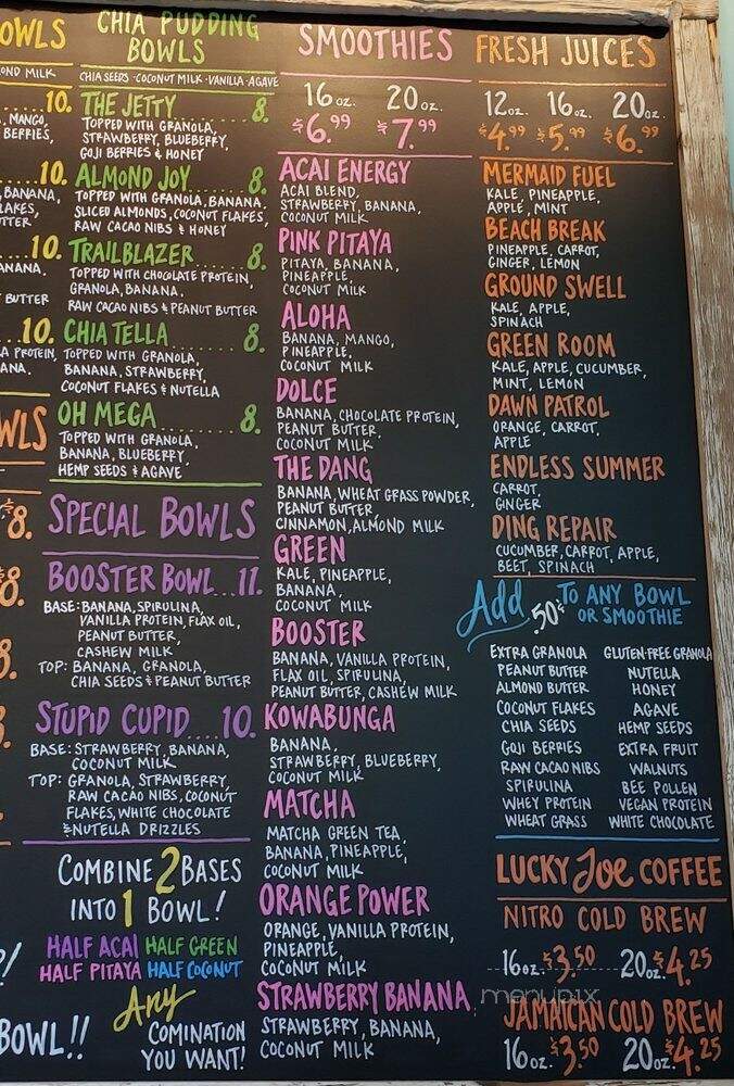 Playa Bowls - Wilmington, NC menu_pic