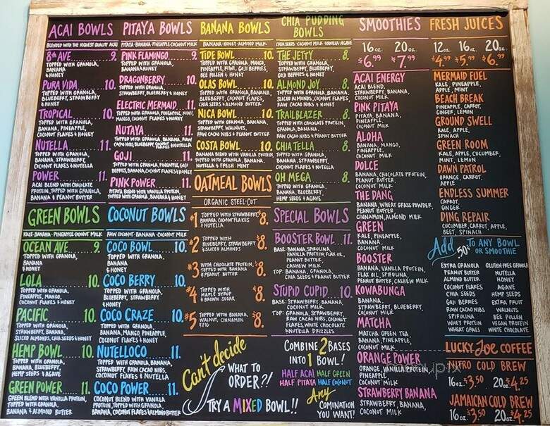 Playa Bowls - Wilmington, NC menu_pic
