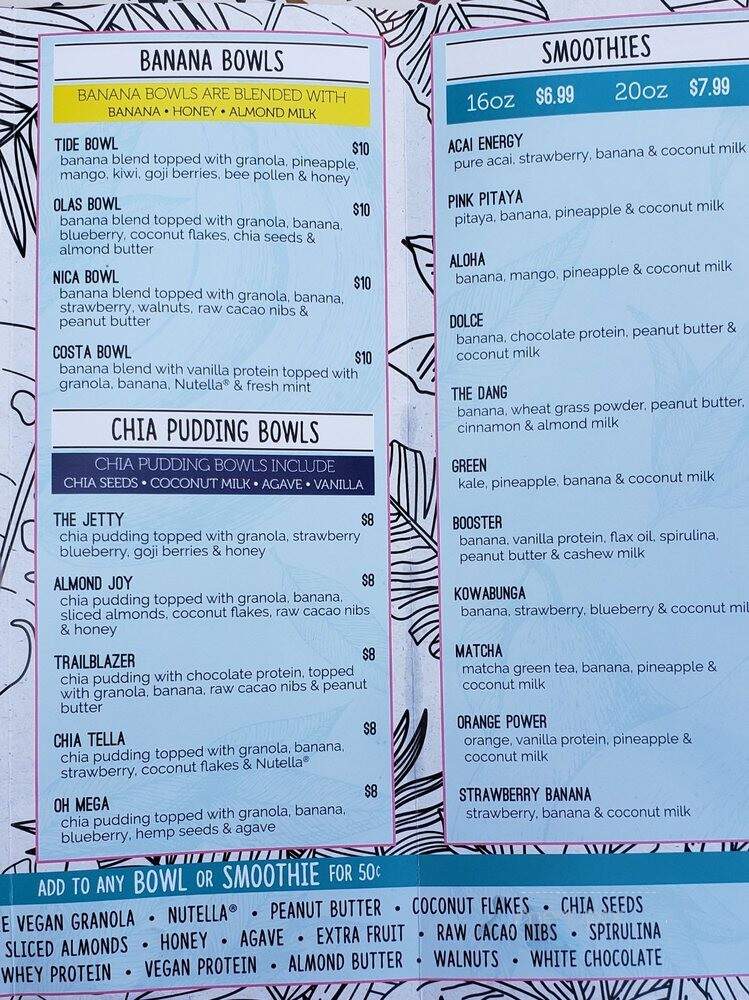Playa Bowls - Wilmington, NC menu_pic