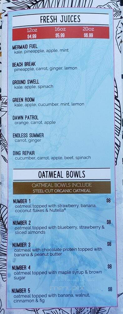 Playa Bowls - Wilmington, NC menu_pic