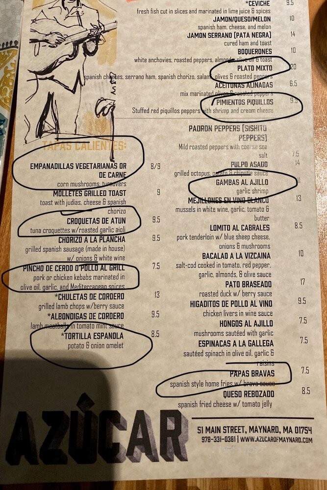 Azucar Tapas Bar - Maynard, MA menu_pic