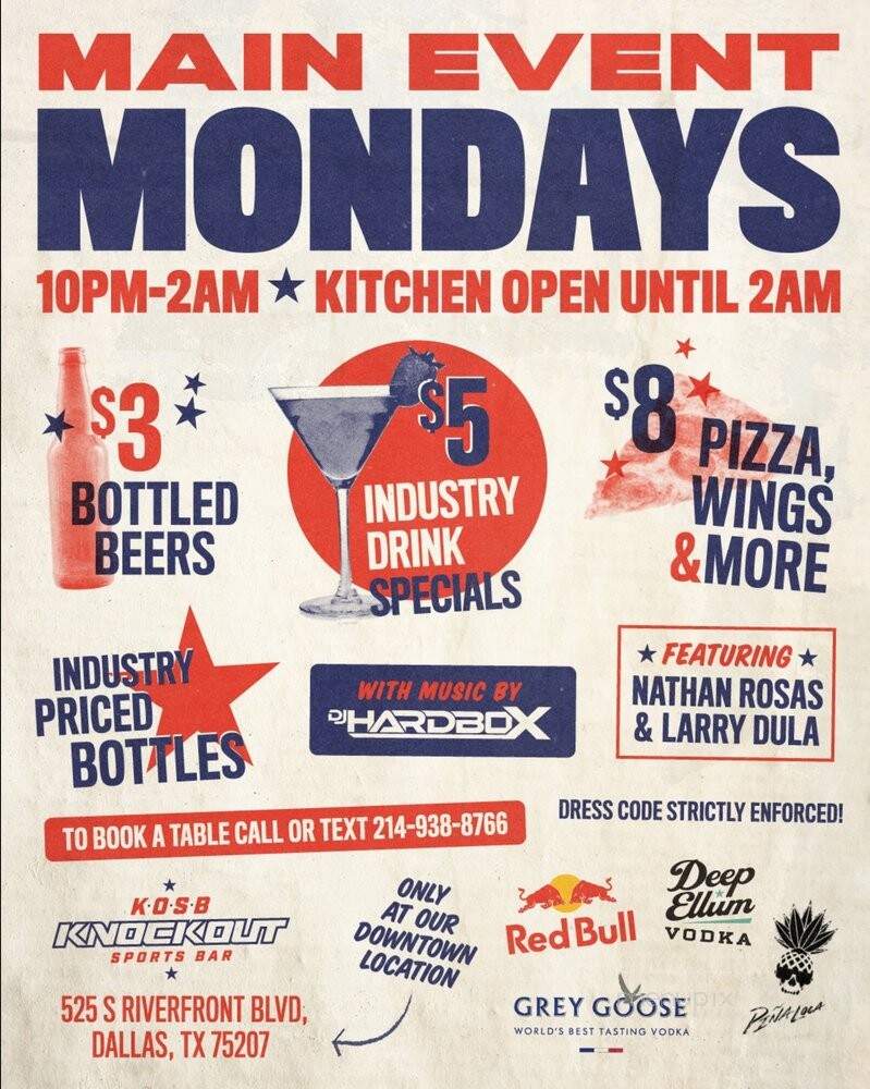 Knockout Sports Bar - Dallas, TX menu_pic