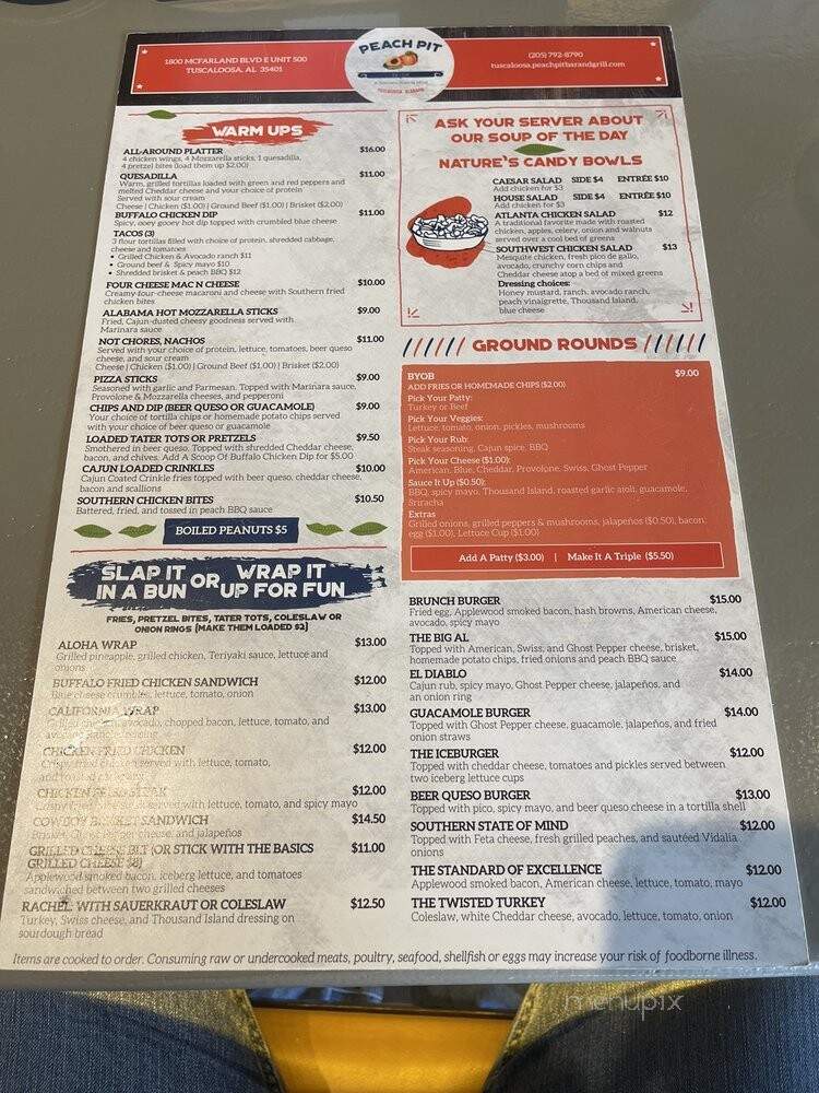 Peach Pit - Tuscaloosa, AL menu_pic