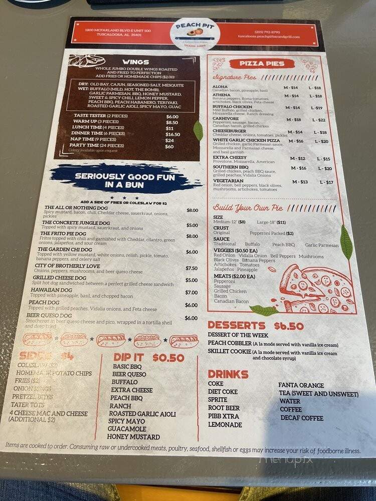 Peach Pit - Tuscaloosa, AL menu_pic