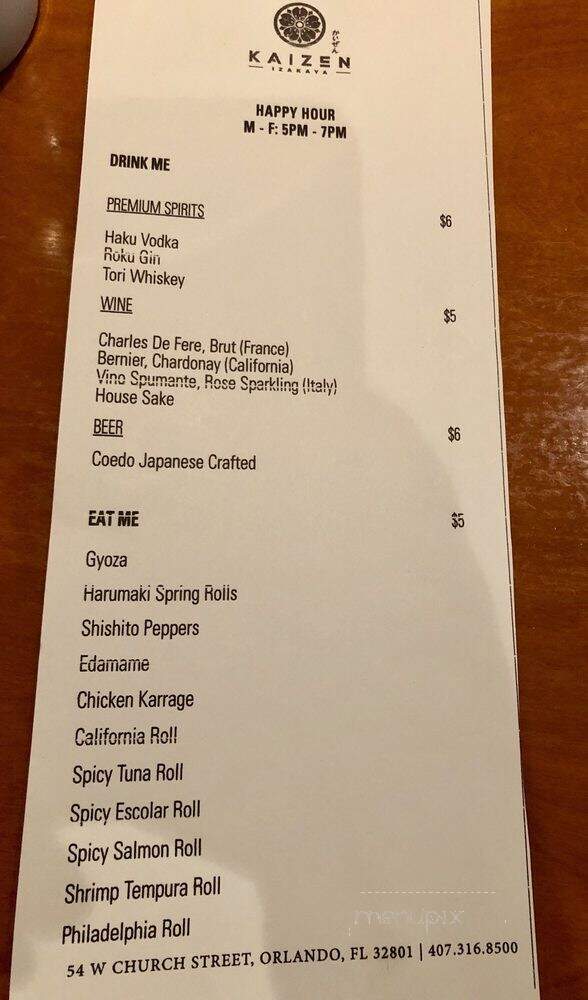 Kaizen Izakaya - Orlando, FL menu_pic