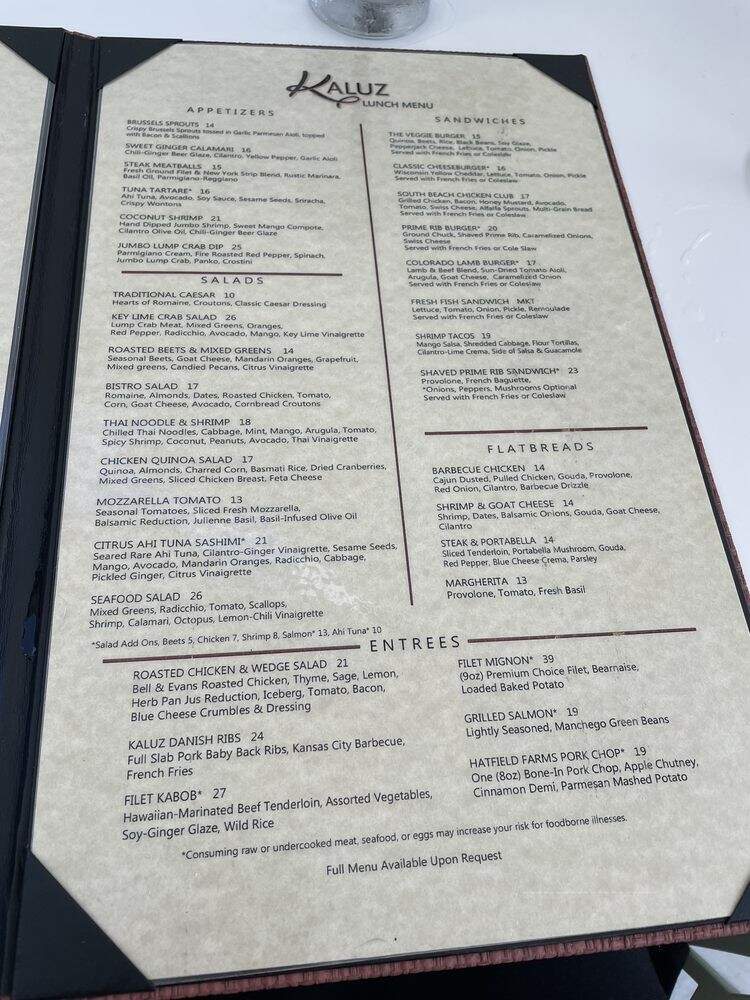 Kaluz - Fort Lauderdale, FL menu_pic