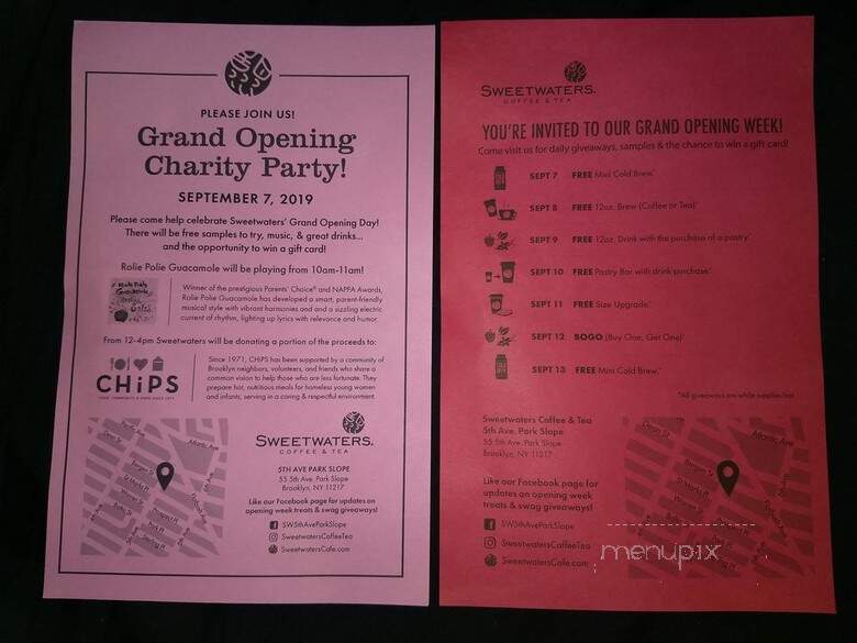 Sweetwaters Coffee & Tea - Brooklyn, NY menu_pic