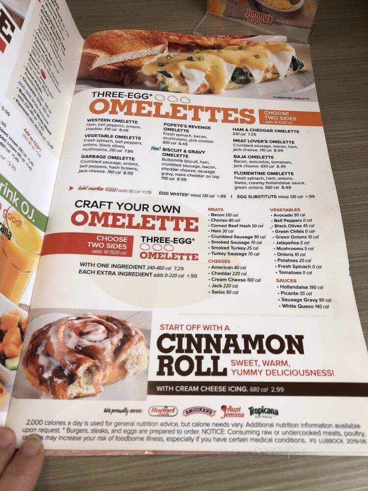 Jimmys Egg - Lubbock, TX menu_pic