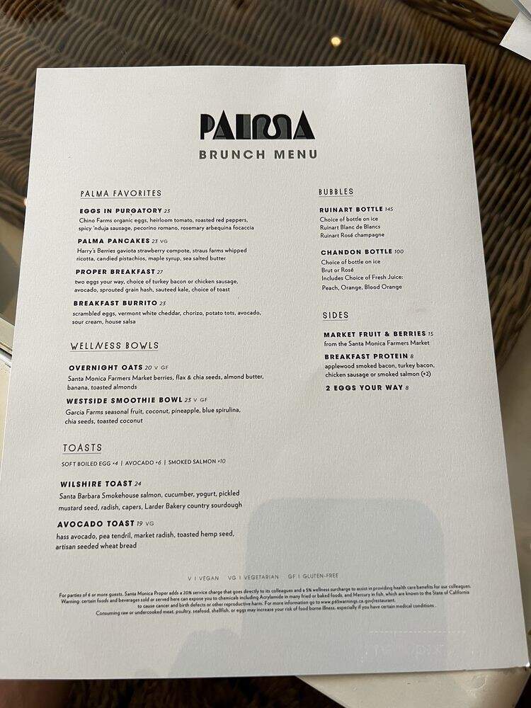 Palma - Santa Monica, CA menu_pic