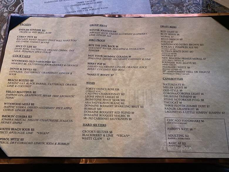 Wynwood - Chicago, IL menu_pic