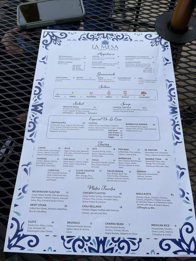 La Mesa - St. Charles, IL menu_pic