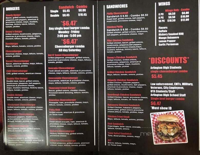Danny's Big Burgers - Arlington, TX menu_pic