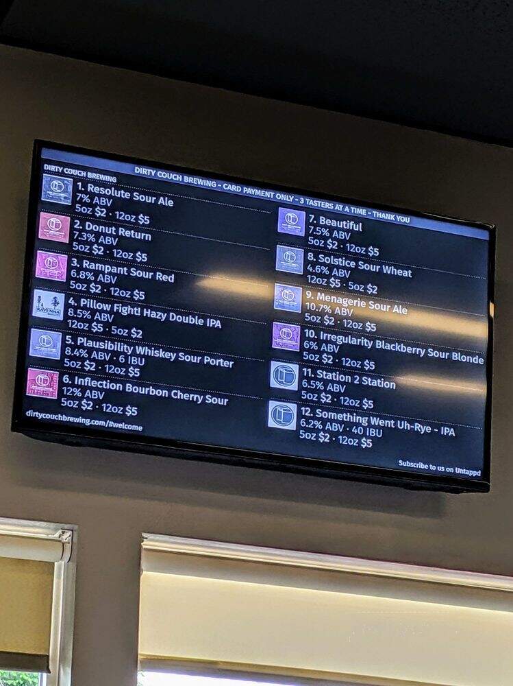 Dirty Couch Brewing - Seattle, WA menu_pic