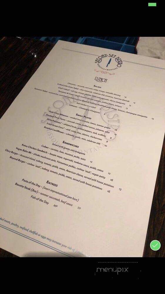 Second Set Bistro - Missoula, MT menu_pic